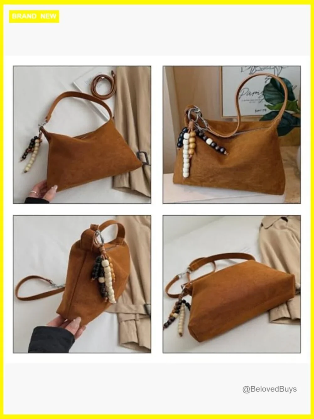 Slouchy Faux Suede Hobo Bag with Adjustable Strap
